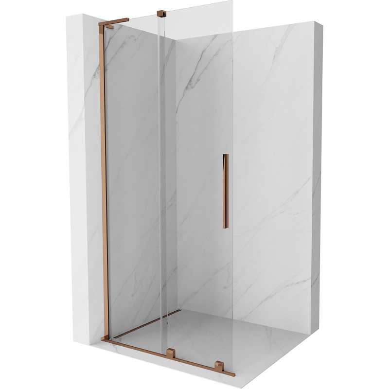Mexen Velar L ścianka prysznicowa rozsuwana Walk-in 110 x 200 cm, transparent 8 mm, różowe złoto - 871-110-003-03-60