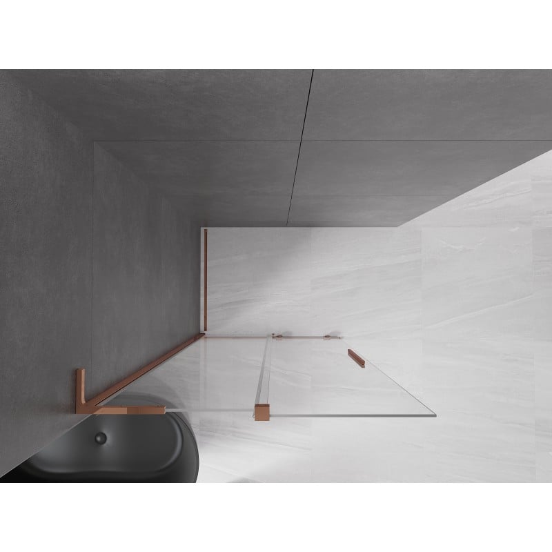 Mexen Velar L ścianka prysznicowa rozsuwana Walk-in 90 x 200 cm, transparent 8 mm, różowe złoto - 871-090-003-03-60