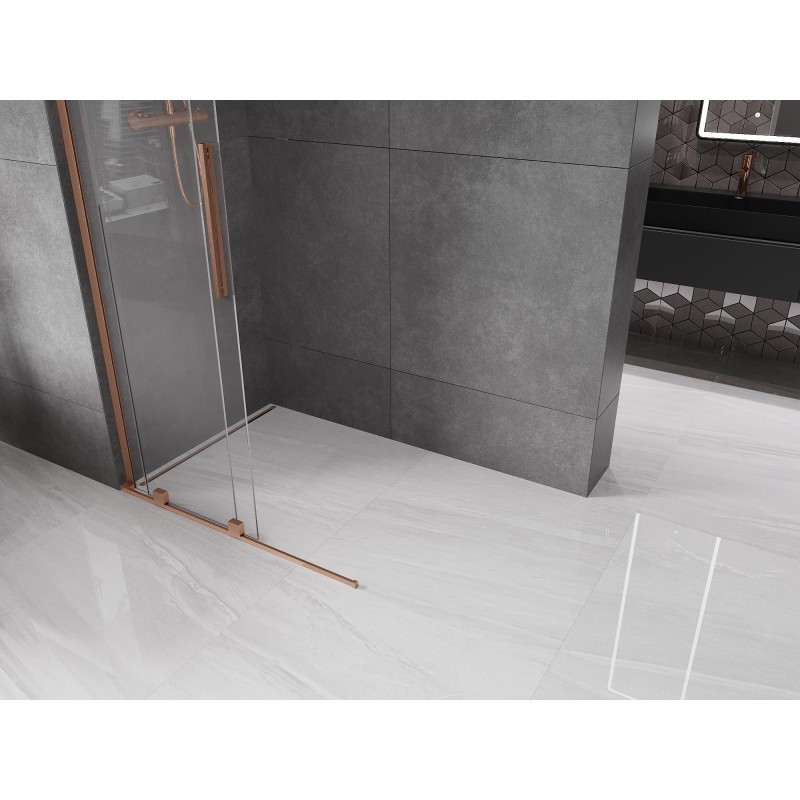Mexen Velar L ścianka prysznicowa rozsuwana Walk-in 90 x 200 cm, transparent 8 mm, miedź szczotkowana - 871-090-003-03-65