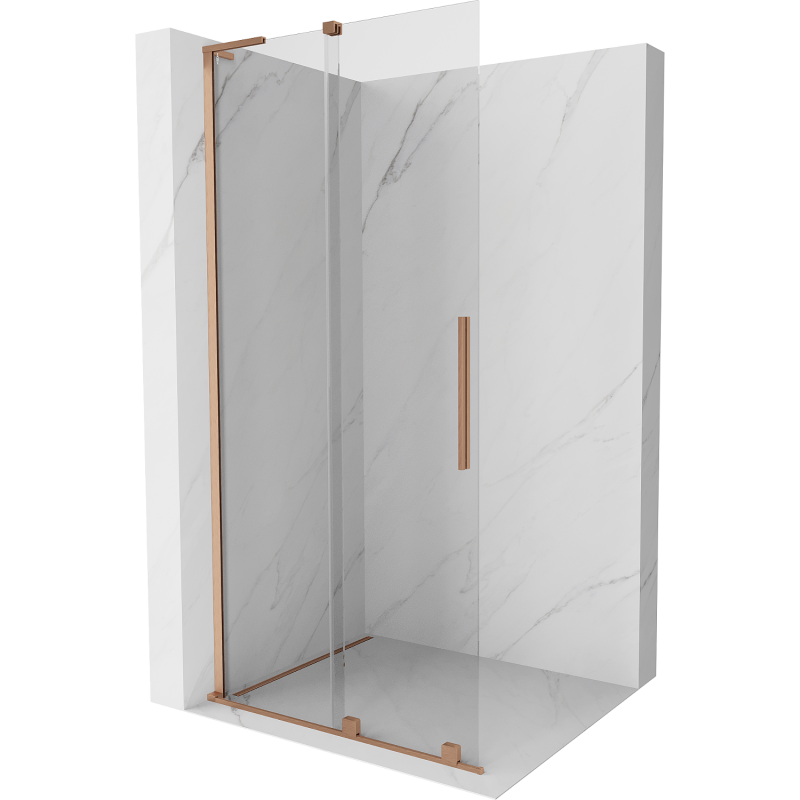 Mexen Velar L ścianka prysznicowa rozsuwana Walk-in 100 x 200 cm, transparent 8 mm, miedź szczotkowana - 871-100-003-03-65