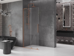 Mexen Velar L ścianka prysznicowa rozsuwana Walk-in 90 x 200 cm, transparent 8 mm, miedź szczotkowana - 871-090-003-03-65