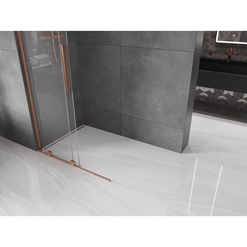 Mexen Velar L ścianka prysznicowa rozsuwana Walk-in 110 x 200 cm, transparent 8 mm, miedź szczotkowana - 871-110-003-03-65