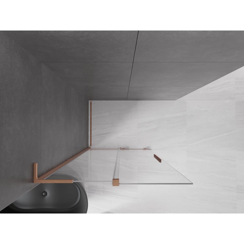 Mexen Velar L ścianka prysznicowa rozsuwana Walk-in 110 x 200 cm, transparent 8 mm, miedź szczotkowana - 871-110-003-03-65
