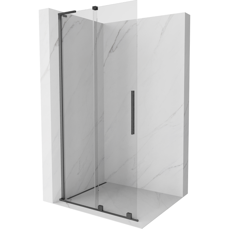 Mexen Velar L ścianka prysznicowa rozsuwana Walk-in 100 x 200 cm, transparent 8 mm, gun gray szczotkowany - 871-100-003-03-66