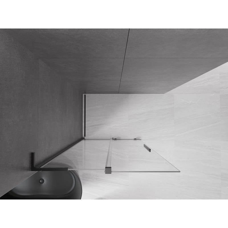 Mexen Velar L ścianka prysznicowa rozsuwana Walk-in 100 x 200 cm, transparent 8 mm, czarna - 871-100-003-03-70