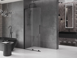 Mexen Velar L ścianka prysznicowa rozsuwana Walk-in 100 x 200 cm, transparent 8 mm, czarna - 871-100-003-03-70