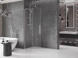 Mexen Velar L ścianka prysznicowa rozsuwana Walk-in 90 x 200 cm, transparent 8 mm, nikiel szczotkowany - 871-090-003-03-97