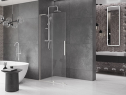 Mexen Velar L ścianka prysznicowa rozsuwana Walk-in 120 x 200 cm, transparent 8 mm, nikiel szczotkowany - 871-120-003-03-97