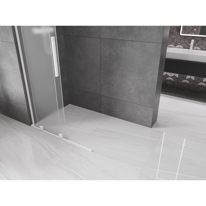 Mexen Velar L ścianka prysznicowa rozsuwana Walk-in 100 x 200 cm, szron 8 mm, biała - 871-100-003-33-20