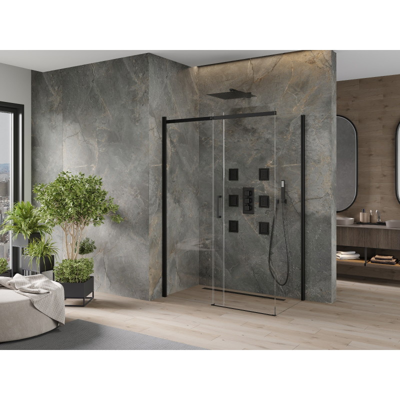 Mexen Omega kabina prysznicowa rozsuwana 160 x 80 cm, transparent, czarna - 825-160-080-70-00