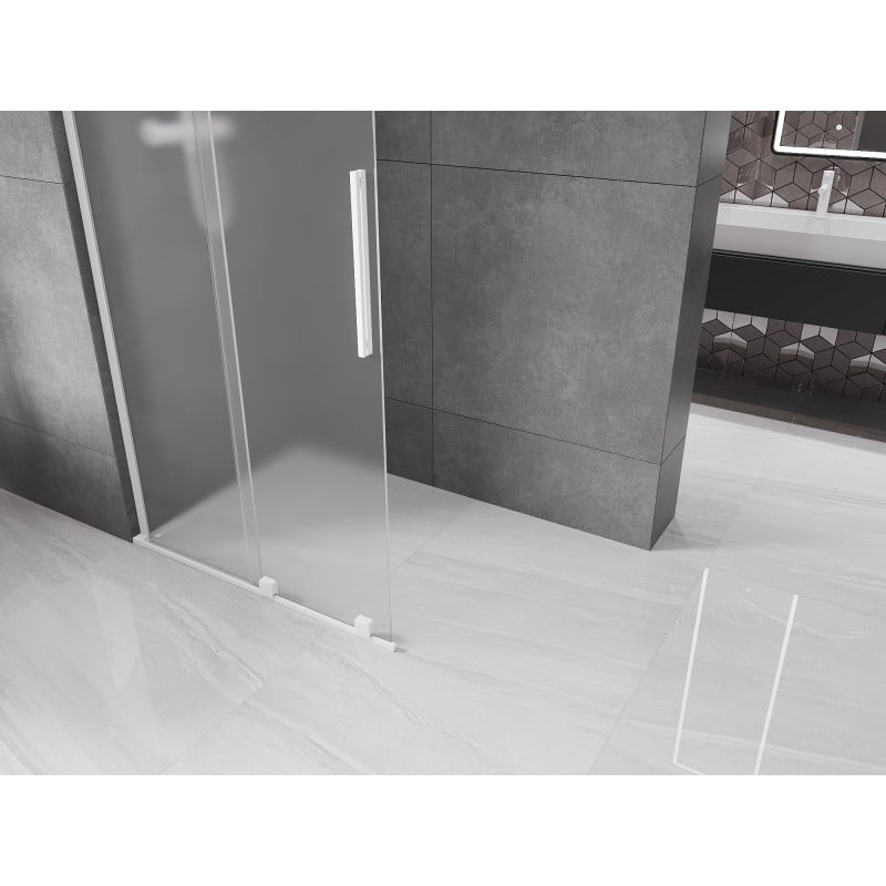 Mexen Velar L ścianka prysznicowa rozsuwana Walk-in 110 x 200 cm, szron 8 mm, biała - 871-110-003-33-20