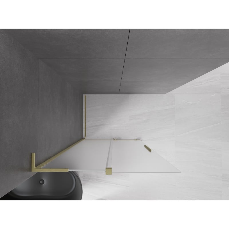 Mexen Velar L ścianka prysznicowa rozsuwana Walk-in 90 x 200 cm, szron 8 mm, złota szczotkowana - 871-090-003-33-55