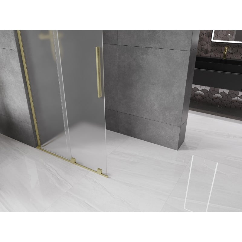 Mexen Velar L ścianka prysznicowa rozsuwana Walk-in 100 x 200 cm, szron 8 mm, złota szczotkowana - 871-100-003-33-55