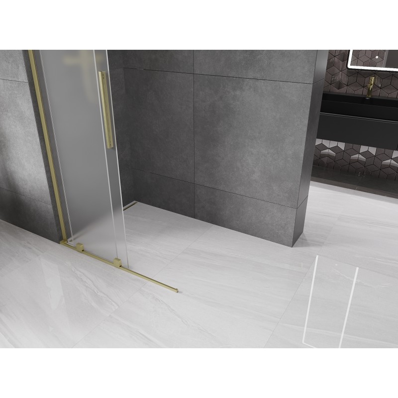 Mexen Velar L ścianka prysznicowa rozsuwana Walk-in 120 x 200 cm, szron 8 mm, złota szczotkowana - 871-120-003-33-55