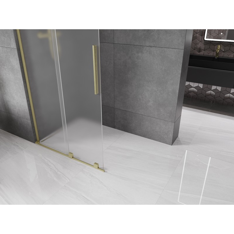Mexen Velar L ścianka prysznicowa rozsuwana Walk-in 110 x 200 cm, szron 8 mm, złota szczotkowana - 871-110-003-33-55