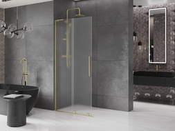Mexen Velar L ścianka prysznicowa rozsuwana Walk-in 100 x 200 cm, szron 8 mm, złota szczotkowana - 871-100-003-33-55