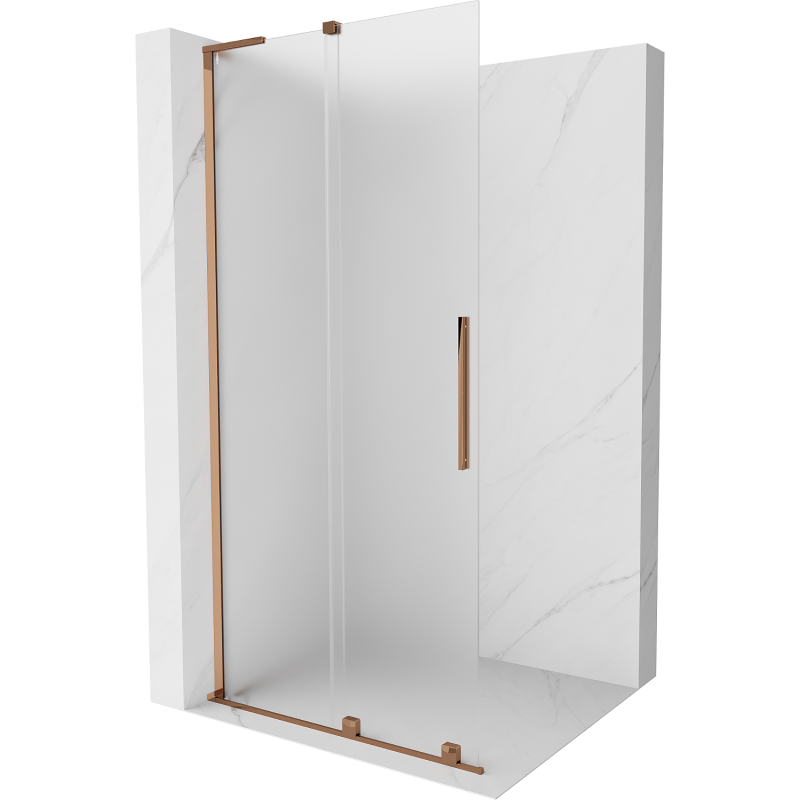 Mexen Velar L ścianka prysznicowa rozsuwana Walk-in 110 x 200 cm, szron 8 mm, różowe złoto - 871-110-003-33-60