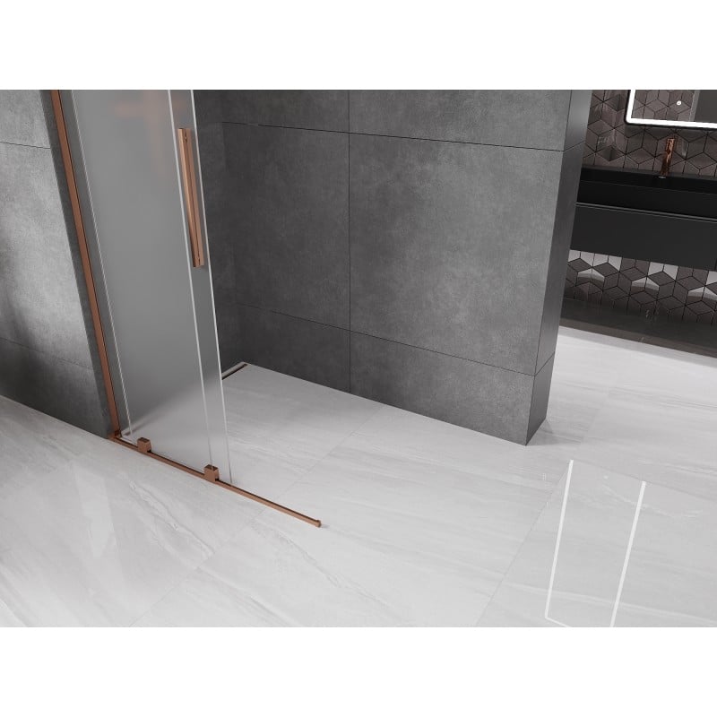 Mexen Velar L ścianka prysznicowa rozsuwana Walk-in 110 x 200 cm, szron 8 mm, różowe złoto - 871-110-003-33-60