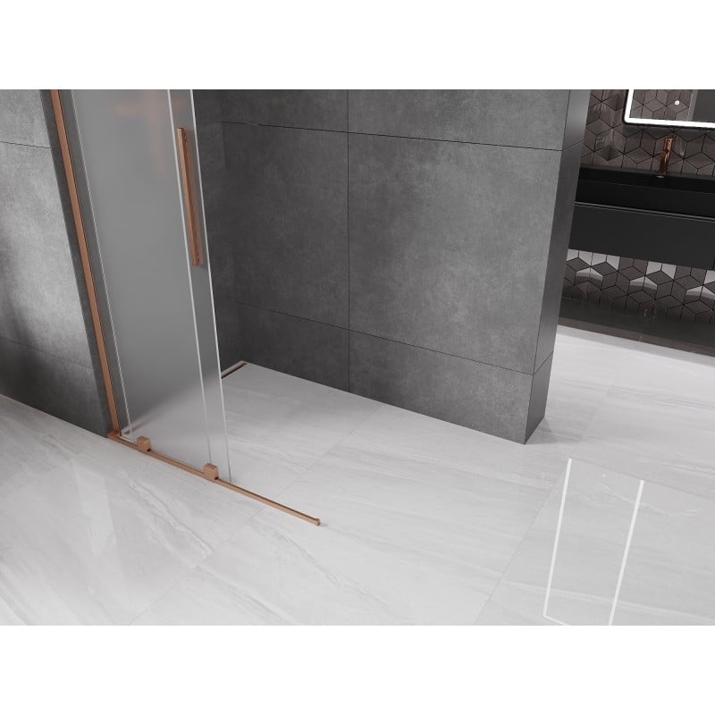 Mexen Velar L ścianka prysznicowa rozsuwana Walk-in 90 x 200 cm, szron 8 mm, miedź szczotkowana - 871-090-003-33-65