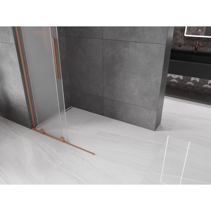 Mexen Velar L ścianka prysznicowa rozsuwana Walk-in 110 x 200 cm, szron 8 mm, miedź szczotkowana - 871-110-003-33-65
