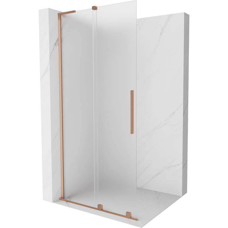 Mexen Velar L ścianka prysznicowa rozsuwana Walk-in 110 x 200 cm, szron 8 mm, miedź szczotkowana - 871-110-003-33-65