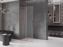 Mexen Velar L ścianka prysznicowa rozsuwana Walk-in 100 x 200 cm, szron 8 mm, miedź szczotkowana - 871-100-003-33-65