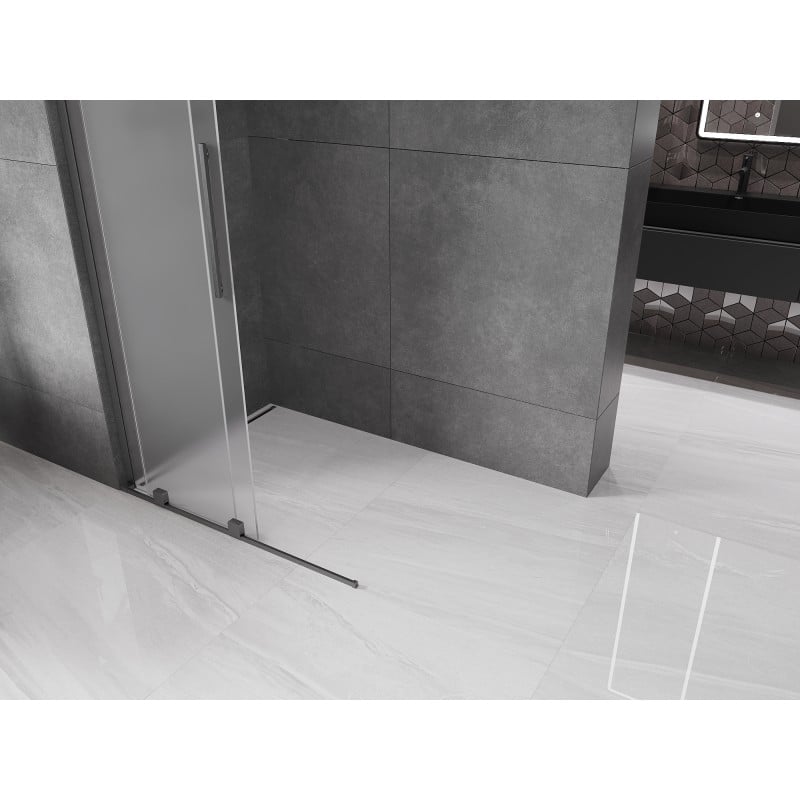 Mexen Velar L ścianka prysznicowa rozsuwana Walk-in 120 x 200 cm, szron 8 mm, gun gray szczotkowany - 871-120-003-33-66