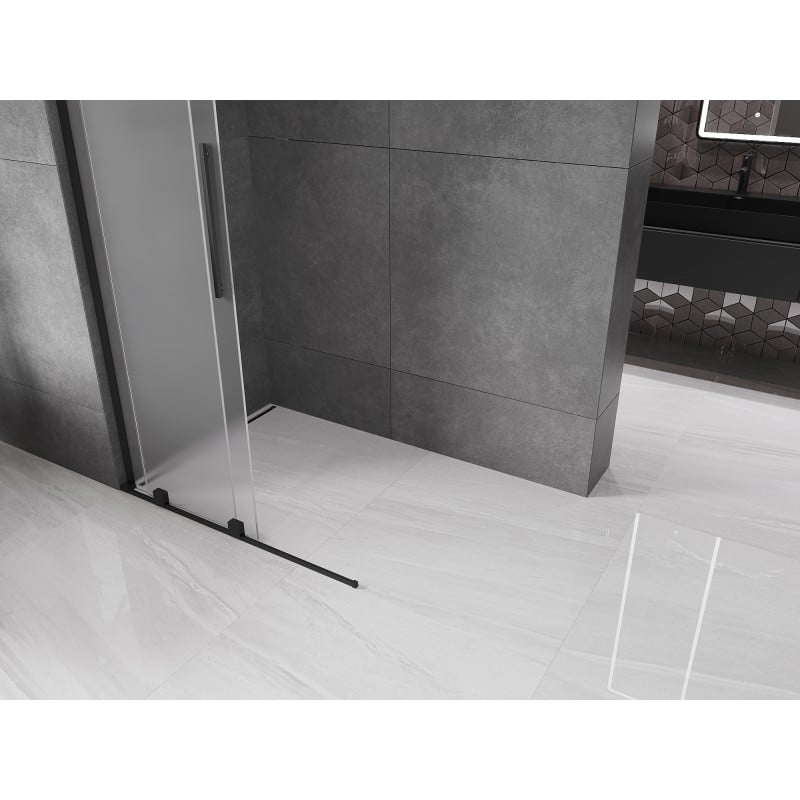 Mexen Velar L ścianka prysznicowa rozsuwana Walk-in 110 x 200 cm, szron 8 mm, czarna - 871-110-003-33-70