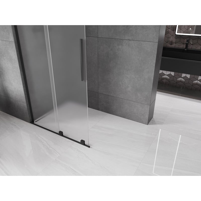 Mexen Velar L ścianka prysznicowa rozsuwana Walk-in 110 x 200 cm, szron 8 mm, czarna - 871-110-003-33-70