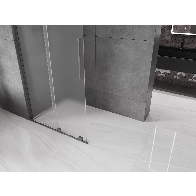 Mexen Velar L ścianka prysznicowa rozsuwana Walk-in 100 x 200 cm, szron 8 mm, gun metal - 871-100-003-33-95