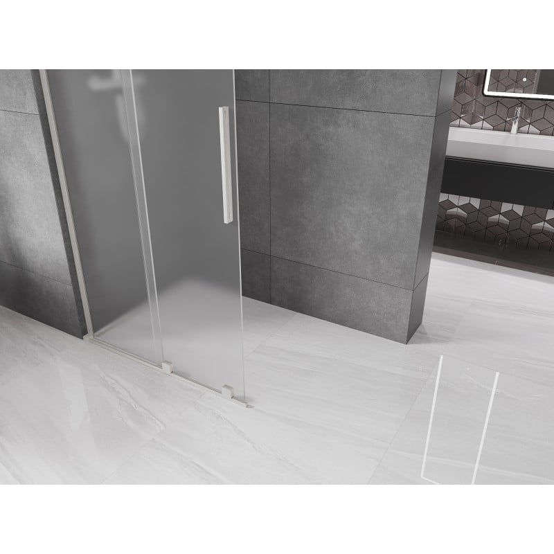 Mexen Velar L ścianka prysznicowa rozsuwana Walk-in 110 x 200 cm, szron 8 mm, nikiel szczotkowany - 871-110-003-33-97