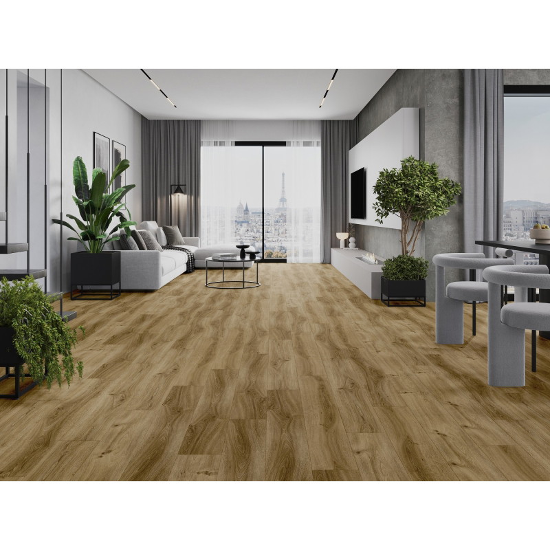 Mexen Amsterdam próbka paneli winylowych SPC 6,5 mm, podkład IXPE 1,5 mm, 4 V-Fuga, Dąb - F1042-S