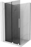 Mexen Velar L ścianka prysznicowa rozsuwana Walk-in 100 x 200 cm, grafit 8 mm, biała - 871-100-003-43-20