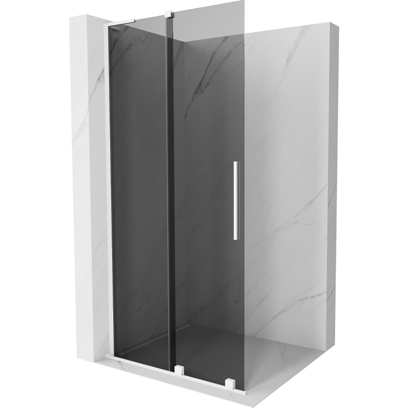 Mexen Velar L ścianka prysznicowa rozsuwana Walk-in 110 x 200 cm, grafit 8 mm, biała - 871-110-003-43-20