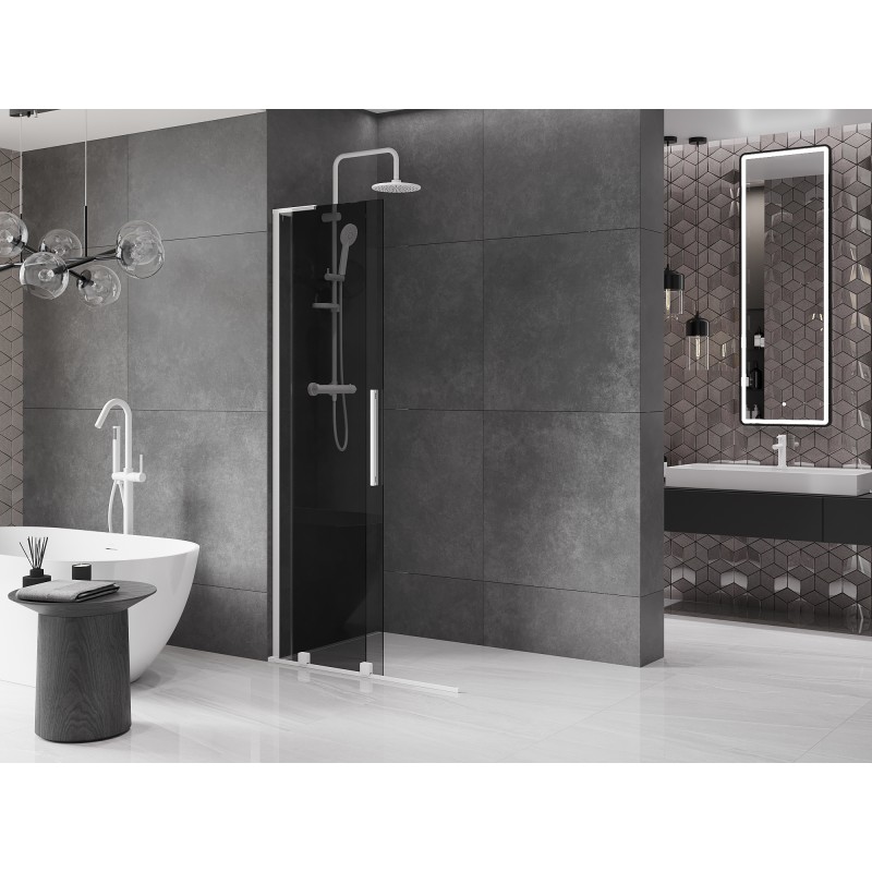 Mexen Velar L ścianka prysznicowa rozsuwana Walk-in 100 x 200 cm, grafit 8 mm, biała - 871-100-003-43-20