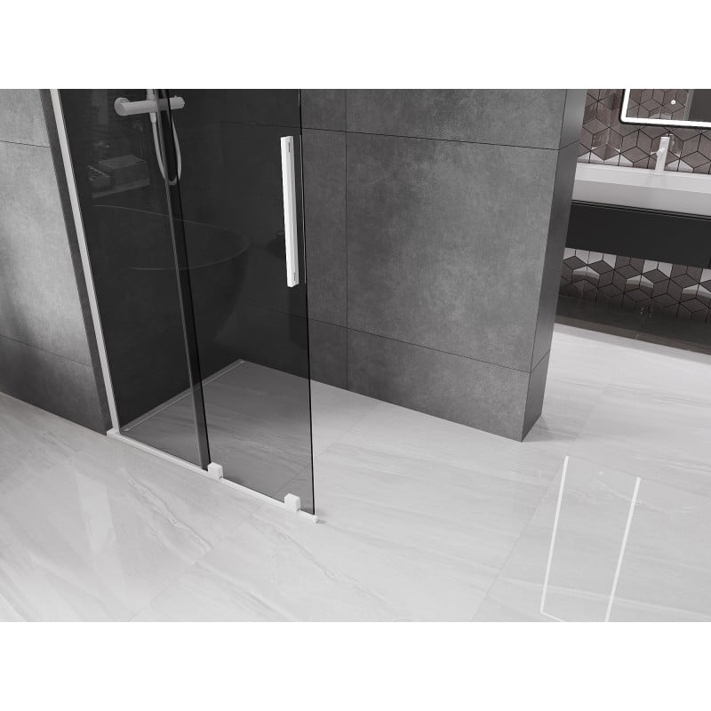 Mexen Velar L ścianka prysznicowa rozsuwana Walk-in 100 x 200 cm, grafit 8 mm, biała - 871-100-003-43-20