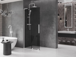 Mexen Velar L ścianka prysznicowa rozsuwana Walk-in 110 x 200 cm, grafit 8 mm, biała - 871-110-003-43-20