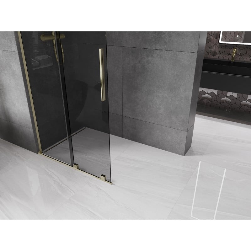 Mexen Velar L ścianka prysznicowa rozsuwana Walk-in 90 x 200 cm, grafit 8 mm, złota - 871-090-003-43-50