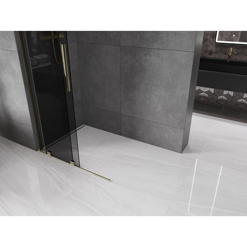 Mexen Velar L ścianka prysznicowa rozsuwana Walk-in 110 x 200 cm, grafit 8 mm, złota - 871-110-003-43-50