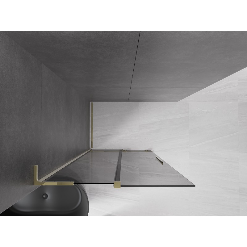 Mexen Velar L ścianka prysznicowa rozsuwana Walk-in 100 x 200 cm, grafit 8 mm, złota - 871-100-003-43-50