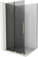 Mexen Velar L ścianka prysznicowa rozsuwana Walk-in 110 x 200 cm, grafit 8 mm, złota szczotkowana - 871-110-003-43-55