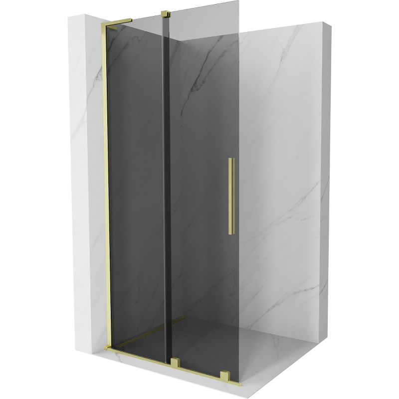 Mexen Velar L ścianka prysznicowa rozsuwana Walk-in 120 x 200 cm, grafit 8 mm, złota szczotkowana - 871-120-003-43-55