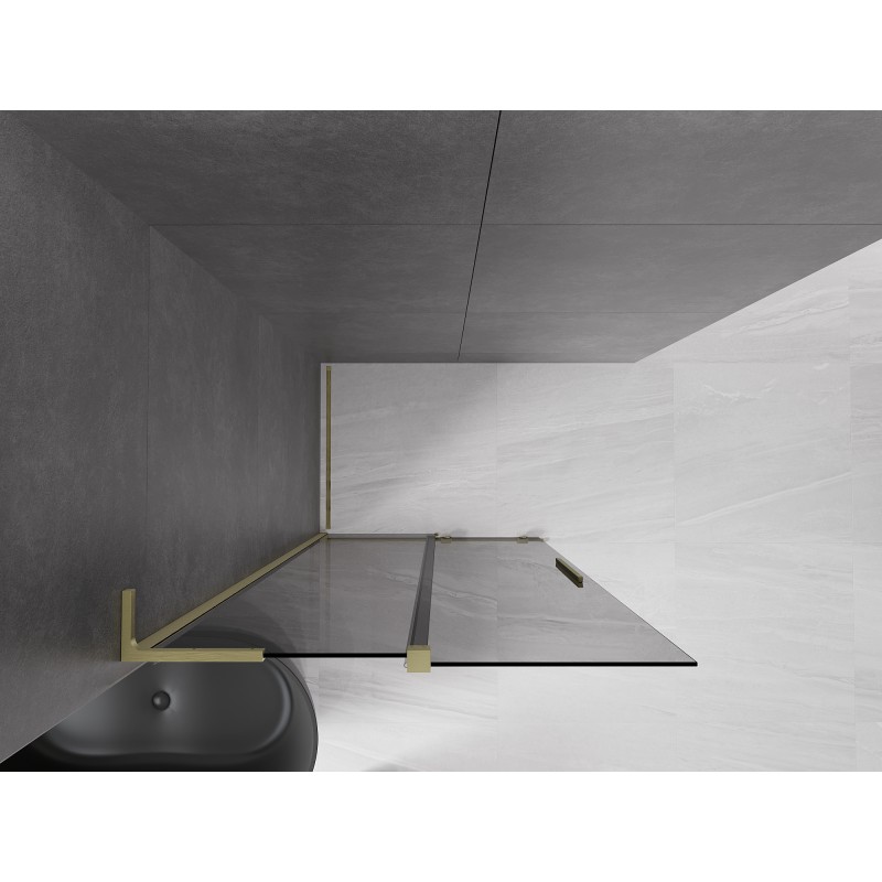Mexen Velar L ścianka prysznicowa rozsuwana Walk-in 110 x 200 cm, grafit 8 mm, złota szczotkowana - 871-110-003-43-55