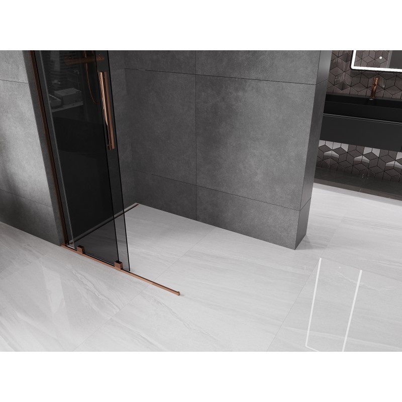 Mexen Velar L ścianka prysznicowa rozsuwana Walk-in 90 x 200 cm, grafit 8 mm, różowe złoto - 871-090-003-43-60