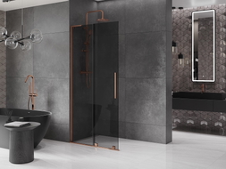 Mexen Velar L ścianka prysznicowa rozsuwana Walk-in 90 x 200 cm, grafit 8 mm, różowe złoto - 871-090-003-43-60