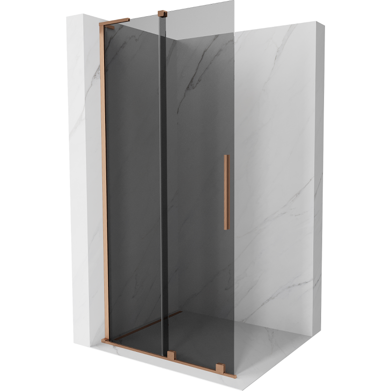 Mexen Velar L ścianka prysznicowa rozsuwana Walk-in 110 x 200 cm, grafit 8 mm, miedź szczotkowana - 871-110-003-43-65