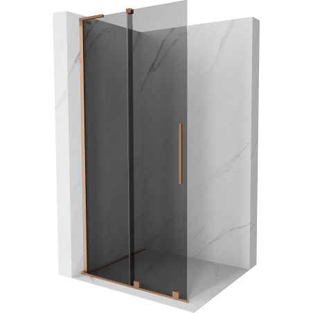 Mexen Velar L ścianka prysznicowa rozsuwana Walk-in 120 x 200 cm, grafit 8 mm, miedź szczotkowana - 871-120-003-43-65