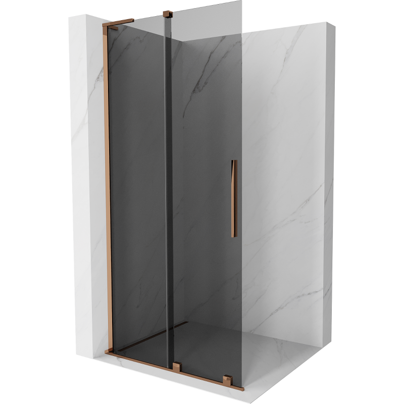Mexen Velar L ścianka prysznicowa rozsuwana Walk-in 120 x 200 cm, grafit 8 mm, różowe złoto - 871-120-003-43-60