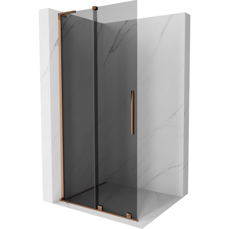 Mexen Velar L ścianka prysznicowa rozsuwana Walk-in 120 x 200 cm, grafit 8 mm, różowe złoto - 871-120-003-43-60