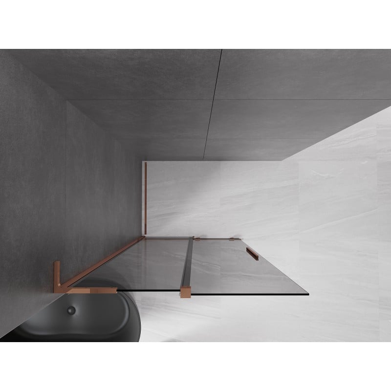 Mexen Velar L ścianka prysznicowa rozsuwana Walk-in 100 x 200 cm, grafit 8 mm, różowe złoto - 871-100-003-43-60